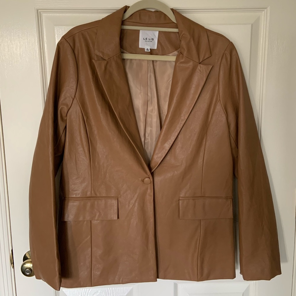 Le Lis Brown Leather Blazer